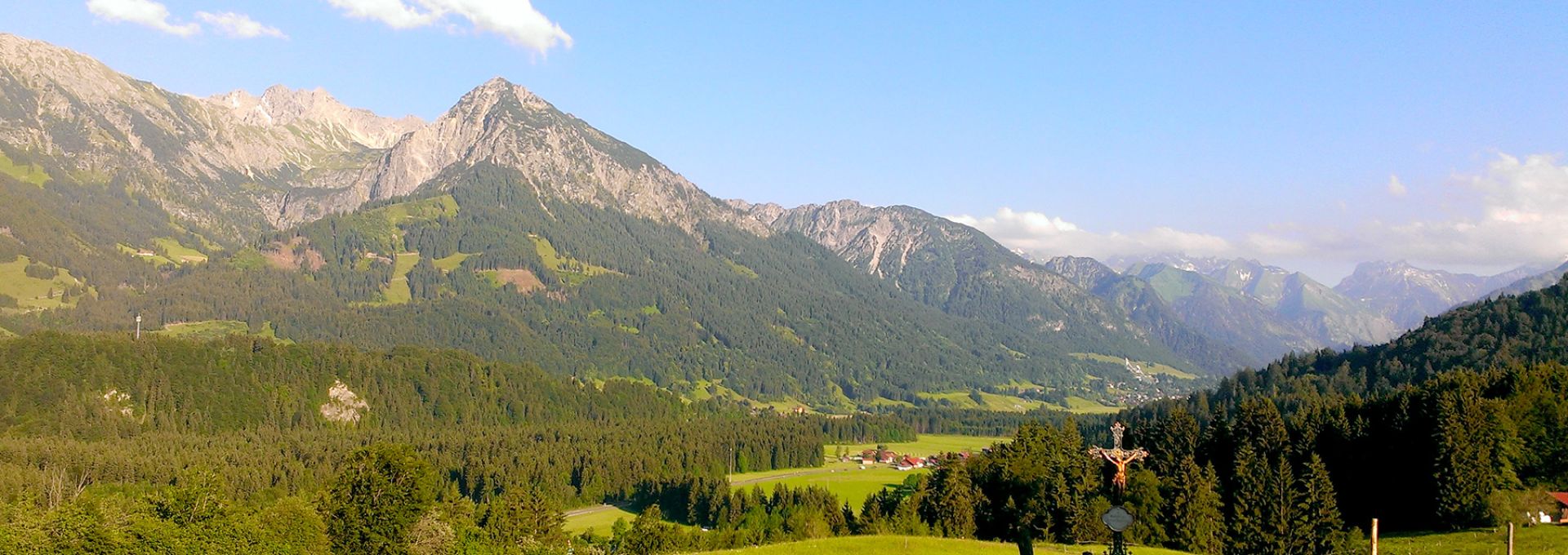 Blick vom Allgäuer Bergblick auf die Alpenkette